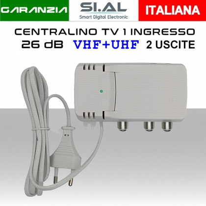 Centralino antenna TV da interno 1 ingresso / 2 uscite BIII-UHF 26dB serie PRO