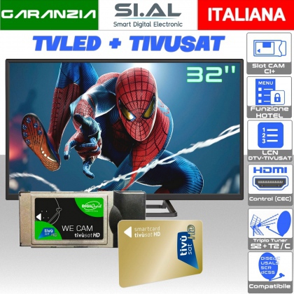 TV 32 pollici led con Modulo Tivusat cam e smart card certificata