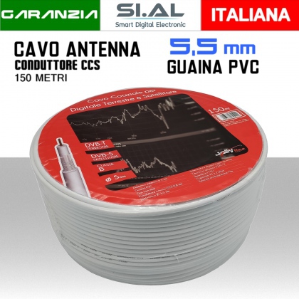 Cavo antenna TV 5 mm in bobina 150 metri CCS e PVC bianco JOLLY LINE CXCCS5-150