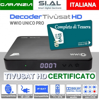 Decoder tivusat HD con scheda inclusa UnicoPro compatibile DAZN