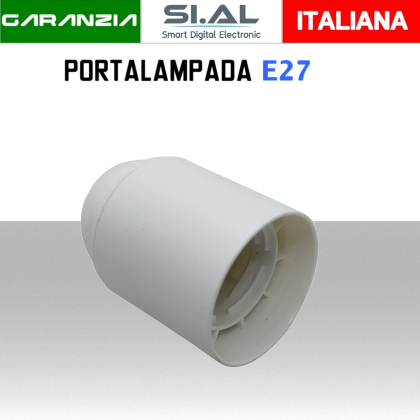 Portalampada E27 bianco termoplastico liscio nipple in metallo