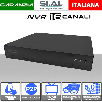 NVR Videosorveglianza 16 Canali 5MP supporto ONVIF IP