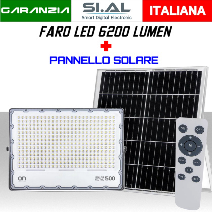 Faro Led con pannello solare e telecomando 6200 lumen lunga durata