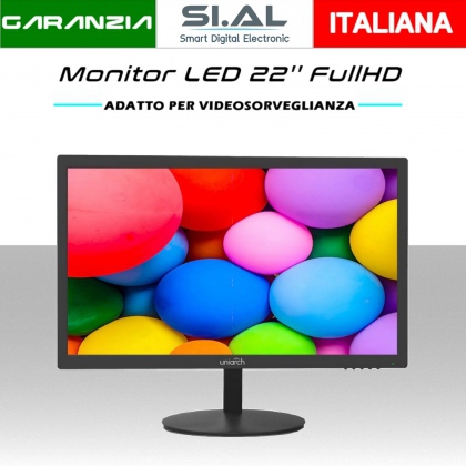 Monitor LED 22'' Full HD, VGA HDMI  LCD a basso consumo per videosorveglianza