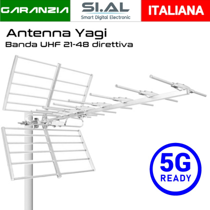 Antenna UHF direttiva 5G Ready  Yagi 11 elementi Bianca