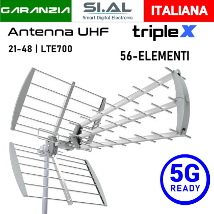 Antenna UHF 5G Ready Triline 56 elementi Silver 