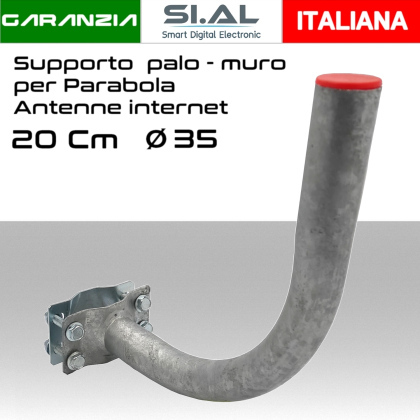 Staffa Supporto antenne WI-FI curva 90° gradi cm 20 con piastra collare