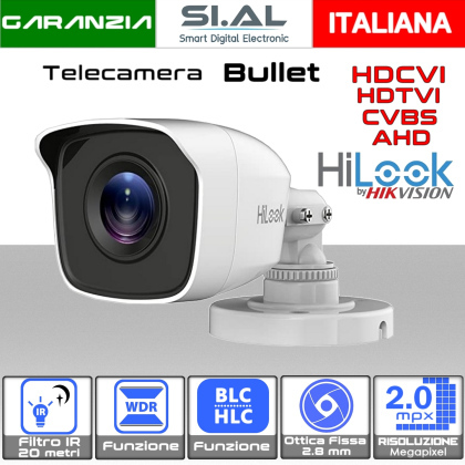 Telecamera Bullet 2MP con ottica fissa da 2.8 mm per esterno IP66