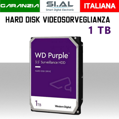 Hard Disk per videosorveglianza 1TB 3,5 pollici sata Western Digital Purple