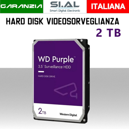 Hard Disk per videosorveglianza 2TB 3,5 pollici sata Western Digital Purple