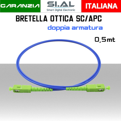 Bretella Fibra Ottica monomodale SC/APC doppia armatura 0,5 metri