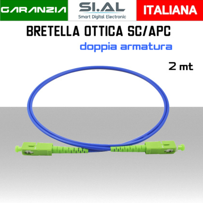 Bretella Fibra Ottica monomodale SC/APC doppia armatura 2 metri