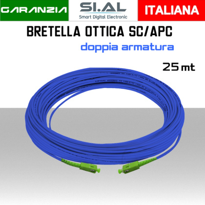 Bretella Fibra Ottica monomodale SC/APC doppia armatura 25 metri