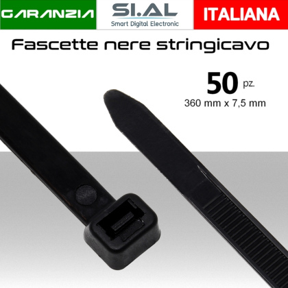  Fascette stringicavo nere multiuso 360x7,5mm pz.50