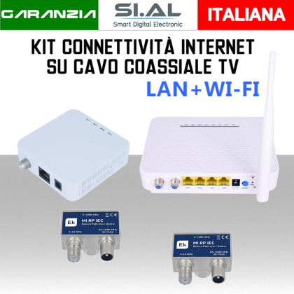 Estensore di segnale internet su cavo antenna coassiale TV Ekoax LAN+Wireless