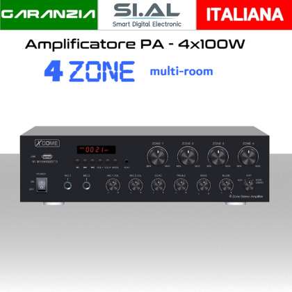  Amplificatore audio 400W bluetooth radio mp3 sistema audio 4 zone (4ohm,8ohm)