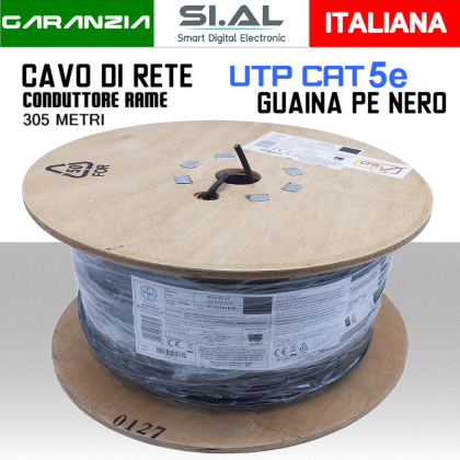 Cavo Ethernet LAN CAT 5e UTP conduttore in RAME guaina PE matassa 305 metri MicroTek 
