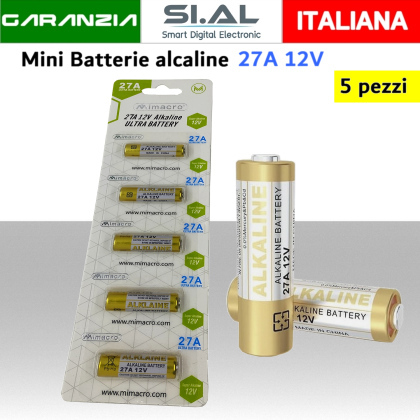 Batteria 27A 12V alcalina per radiocomandi Confezione 5 pezzi