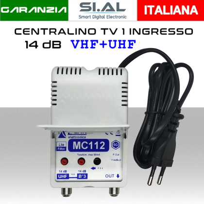 Centralino antenna TV da interno 1 ingresso BIII-UHF 14dB serie Elar MC112