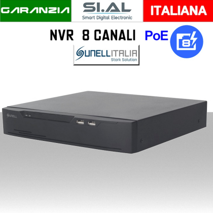 NVR 8 Canali Poe da 12MP 4K Onvif con Video Analisi Sunell 