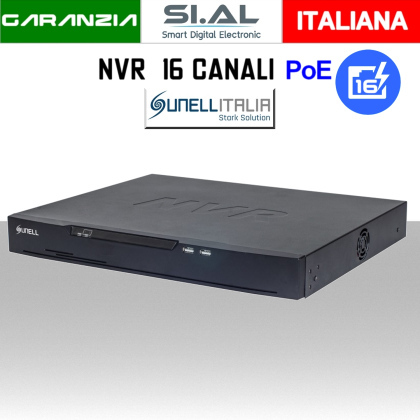 NVR 16 Canali Poe da 12MP 4K Onvif con Video Analisi Sunell 