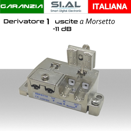 Derivatore antenna 1 uscita a morsetto attenuazione -11dB per SAT/DTT