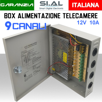  Quadro di alimentazione per telecamere 9 canali Uscite 12V 10A