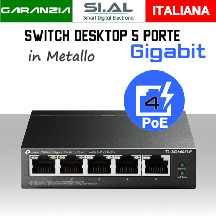 Switch PoE Ethernet 5 Porte Gigabit Lan modello TP-LINK TL-SG1005LP