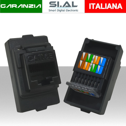 Presa di rete RJ45 CAT.5e Nera collegamento tipo Toolless