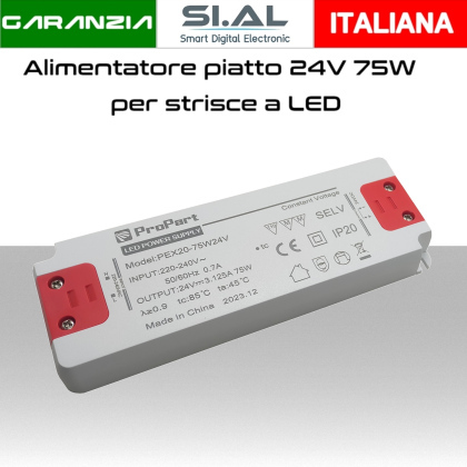 Alimentatore per LED 24V da 75W trasformatore compatto IP20