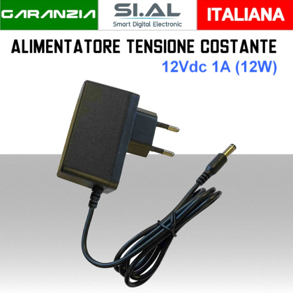 Alimentatore universale 12V tensione costante 1000mA 12W PLUG 5.5 x 2.1 mm