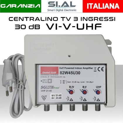 Centralino antenna TV da interno 3 ingressi IV-V-UHF (42/43) 30dB serie Emme Esse 