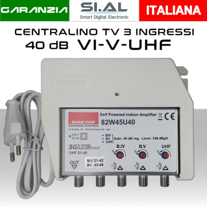 Centralino antenna TV da interno 3 ingressi IV-V-UHF (42/43) 40dB serie Emme Esse 