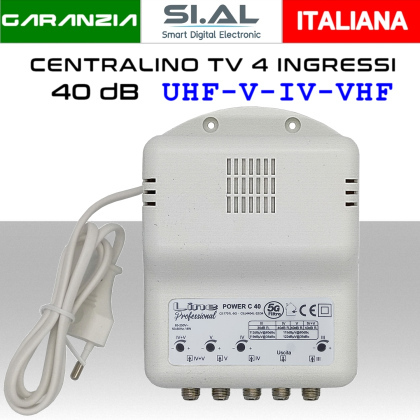 Centralino antenna TV da interno 4 ingressi BIII-IV-V-UHF (32/34) 40dB serie CE1701L-5G