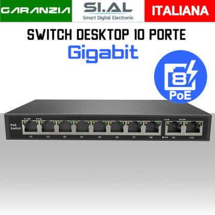 Switch PoE Ethernet 10 Porte Lan Gigabit modello SUN-POE33108P