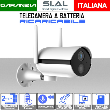 Telecamera a batteria da esterno Wi-Fi senza fili ricaricabile con audio 