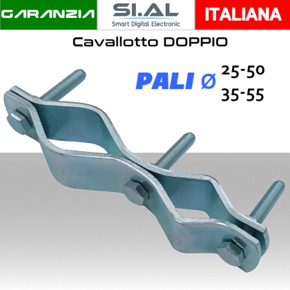 Cavallotto doppio rinforzato giunto per pali antenna 25-35 diametri diversi