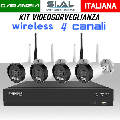Kit di videosorveglianza wireless 4 telecamere da esterno 3.0MP in metallo