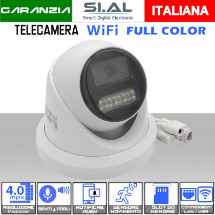Telecamera WI-FI da esterno Dome 4.0MPX Full Color con audio
