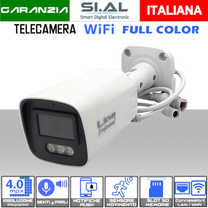 Telecamera WI-FI da esterno Bullet 4.0MPX Full Color con audio