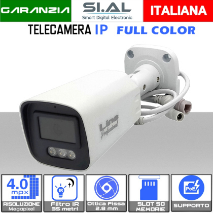 Telecamera IP Bullet PoE Onvif 4MP Ottica 2.8 mm Full Color