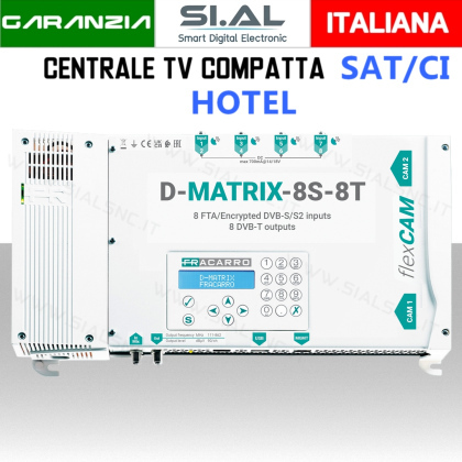 Centrale TV Hotel compatta 2 Flexcam Fracarro D-MATRIX-8S-8T 