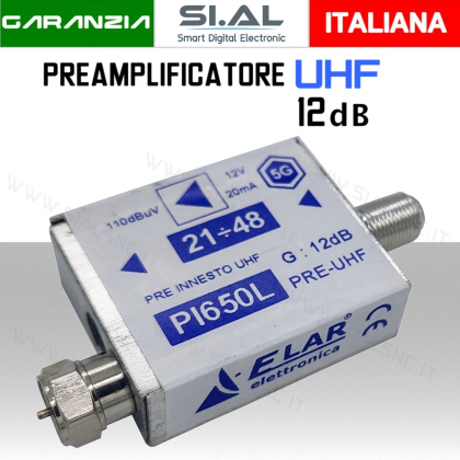PreAmplificatore UHF ad innesto guadagno 12dB Filtro 5G