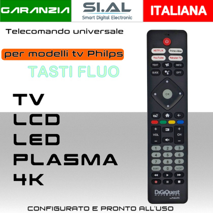 Telecomando universale per TV PHILIPS con tasti fluo come l'originale