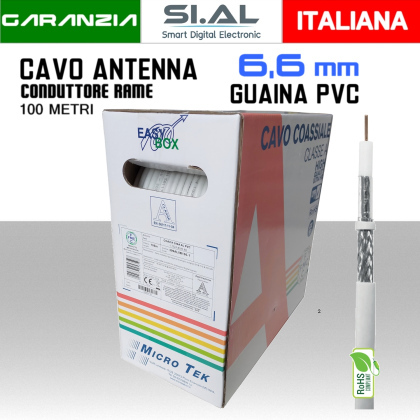 cavo antenna coassiale 6,6 mm microtek bianco