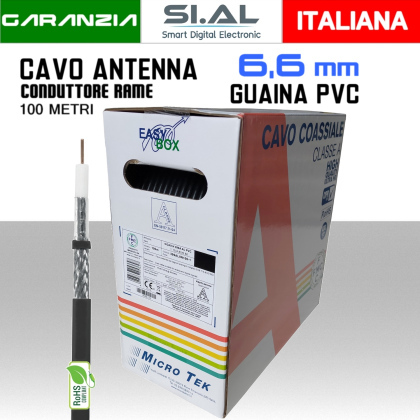 cavo antenna nero pvc 6,6 mm microtek