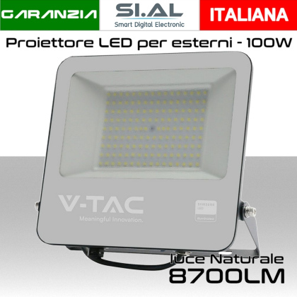 Faretto LED per esterno 100W Nero Luce naturale 4000K IP65