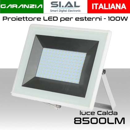 Faretto LED per esterno 100W Bianco Slim Luce calda 3000K IP65