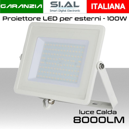 Faretto LED per esterno 100W Bianco Slim Luce calda 3000K IP65