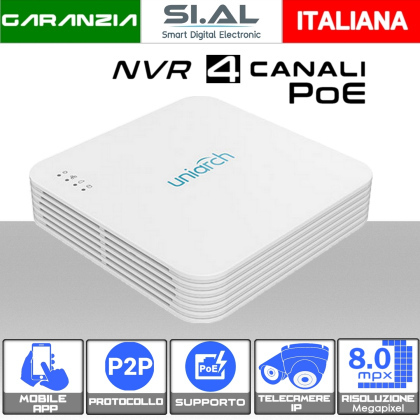 Nvr 4 poe bianco 8mp